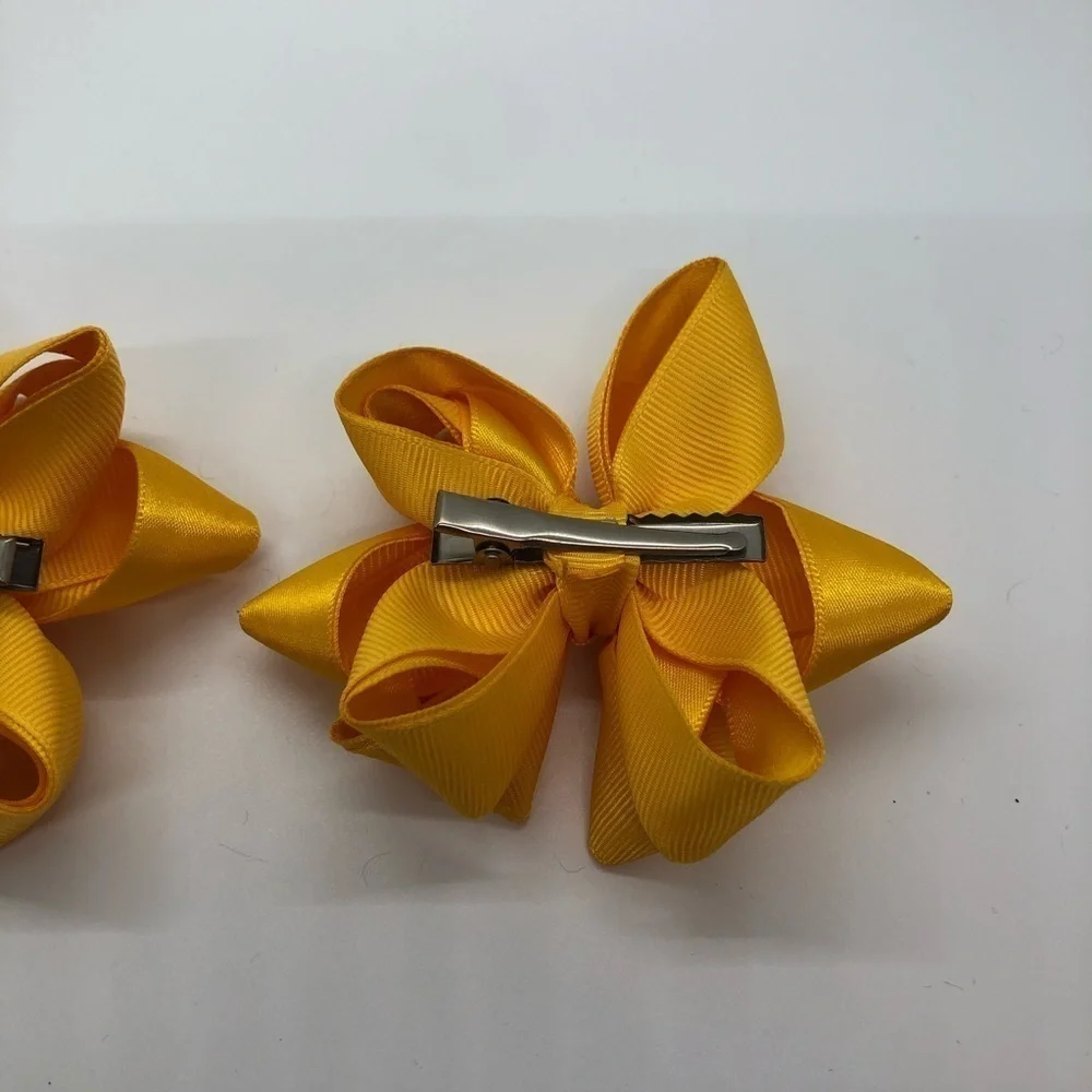 Gaby's Yellow Orange Bows Piggies Pigtails Set